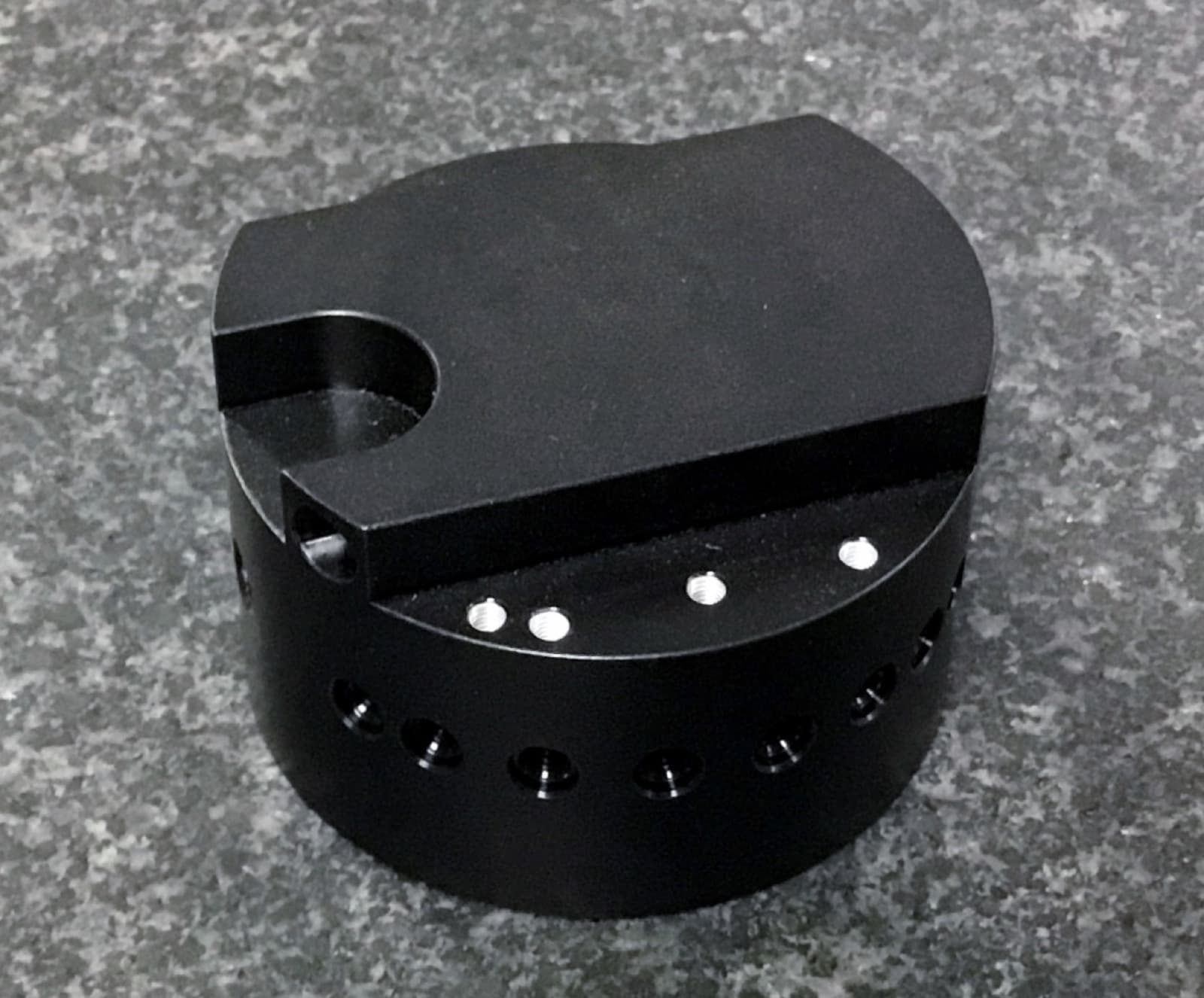 Black anodized turned and milled aluminum component